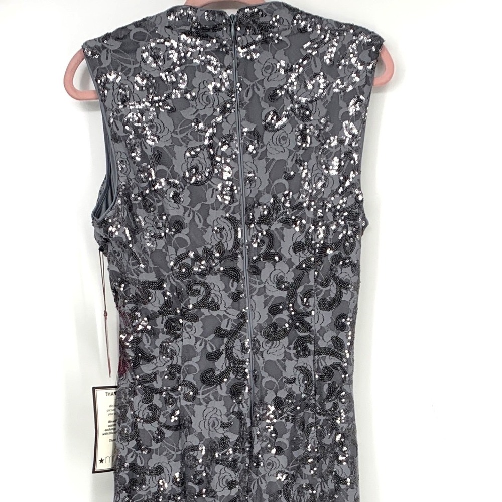 Vince Camuto 12 Gray Sequin Floral Cowl Neck Maxi Dress Evening - Picture 5 of 9